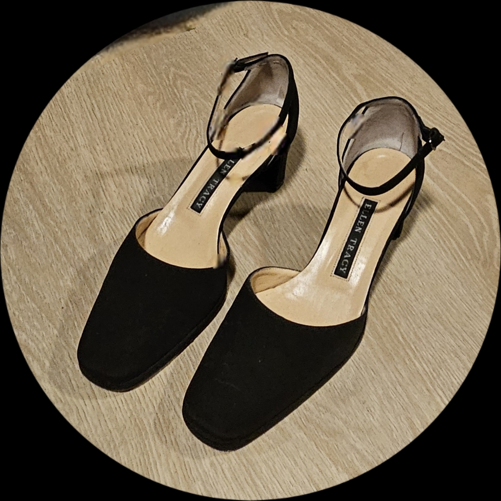 Elegant Black Ankle Strap Heels by Ellen Tracy